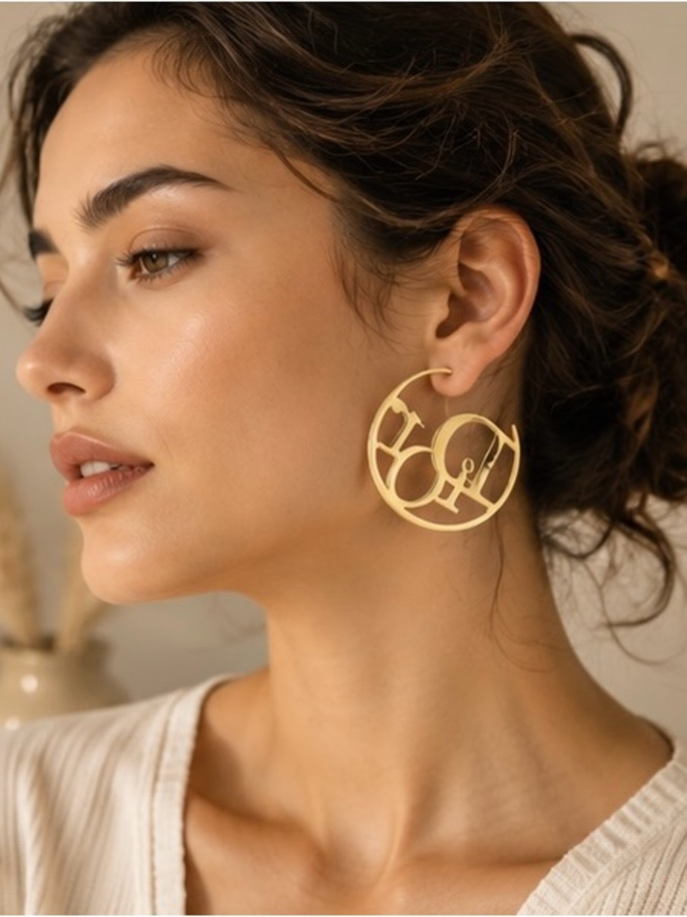 Gold Tone Cutout Hoop Earrings | Statement Open Circle Earrings | Trendy Fashion